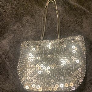 Silver Sequin Tote Bag